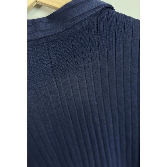 Old Navy Fitted Rib-Knit Tie-Belt Long-Sleeve Mini Polo Dress Size Large Cotton - Picture 7 of 7